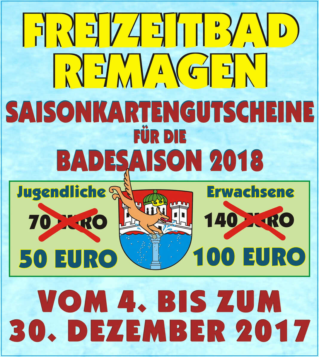 Freizeitbad Remagen - Saisonkarten als Weihnachtsschnäppchen 2017