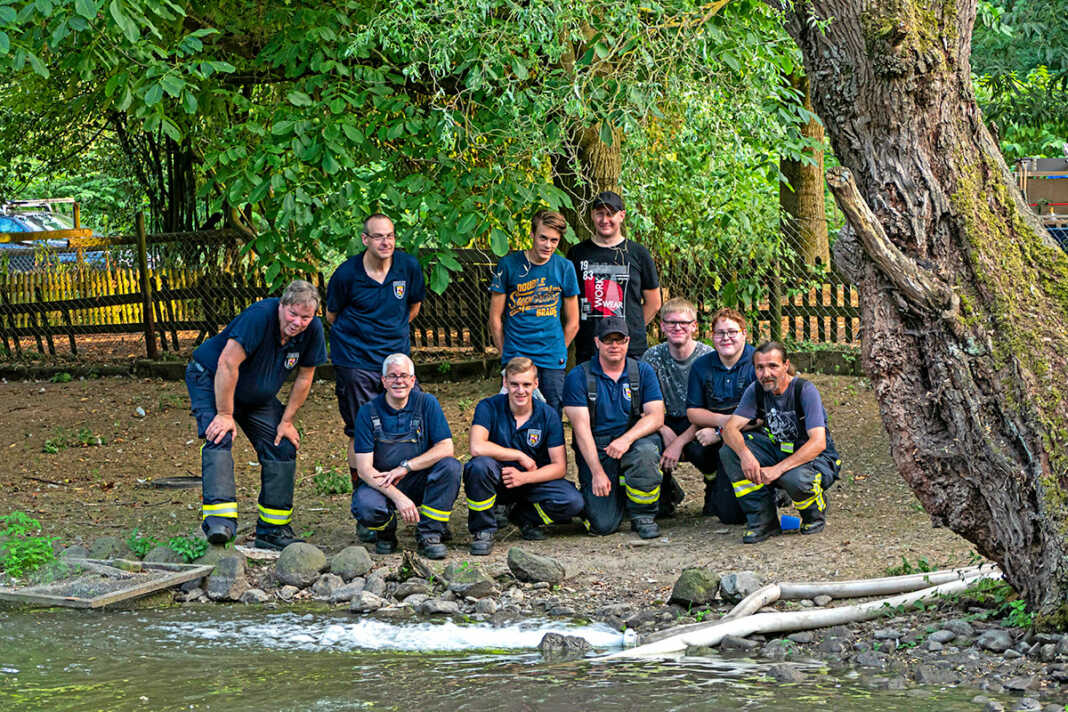 Feuerwehr füllt kleinen Schwanenteich