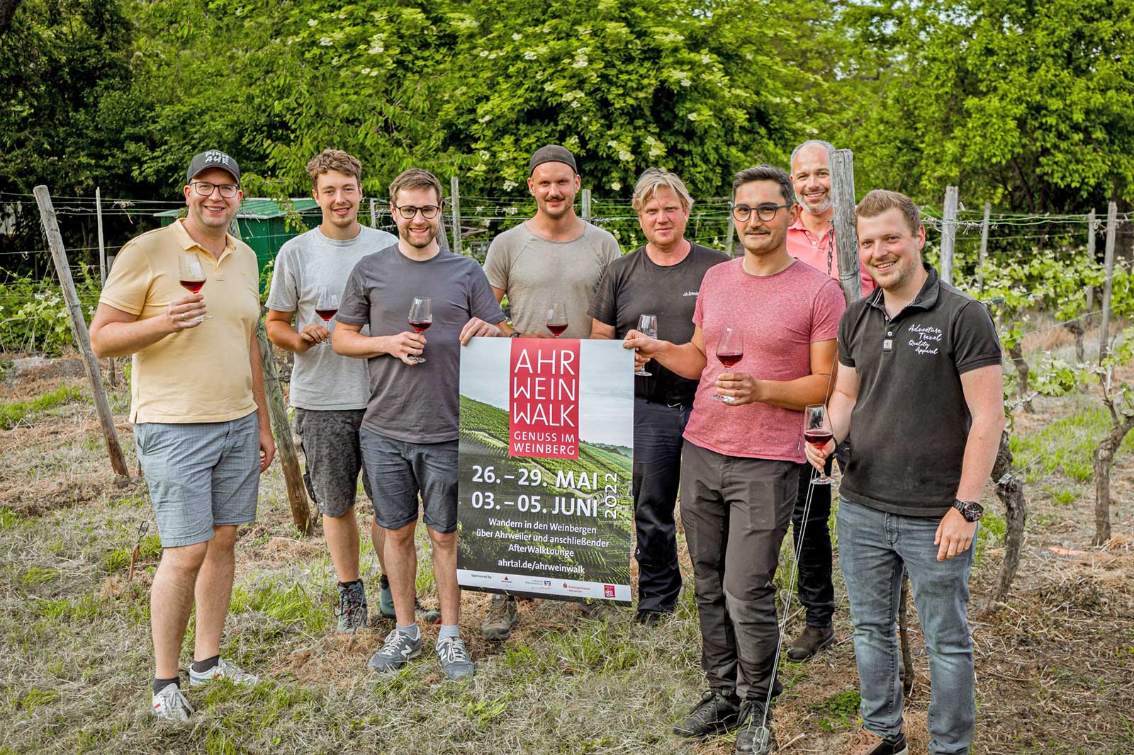 Die Organisatoren freuen sich auf das neue Wein- und Wanderevent in den Ahrweiler Weinbergen Foto: Ahrtal und Bad Neuenahr-Ahrweiler Marketing GmbH