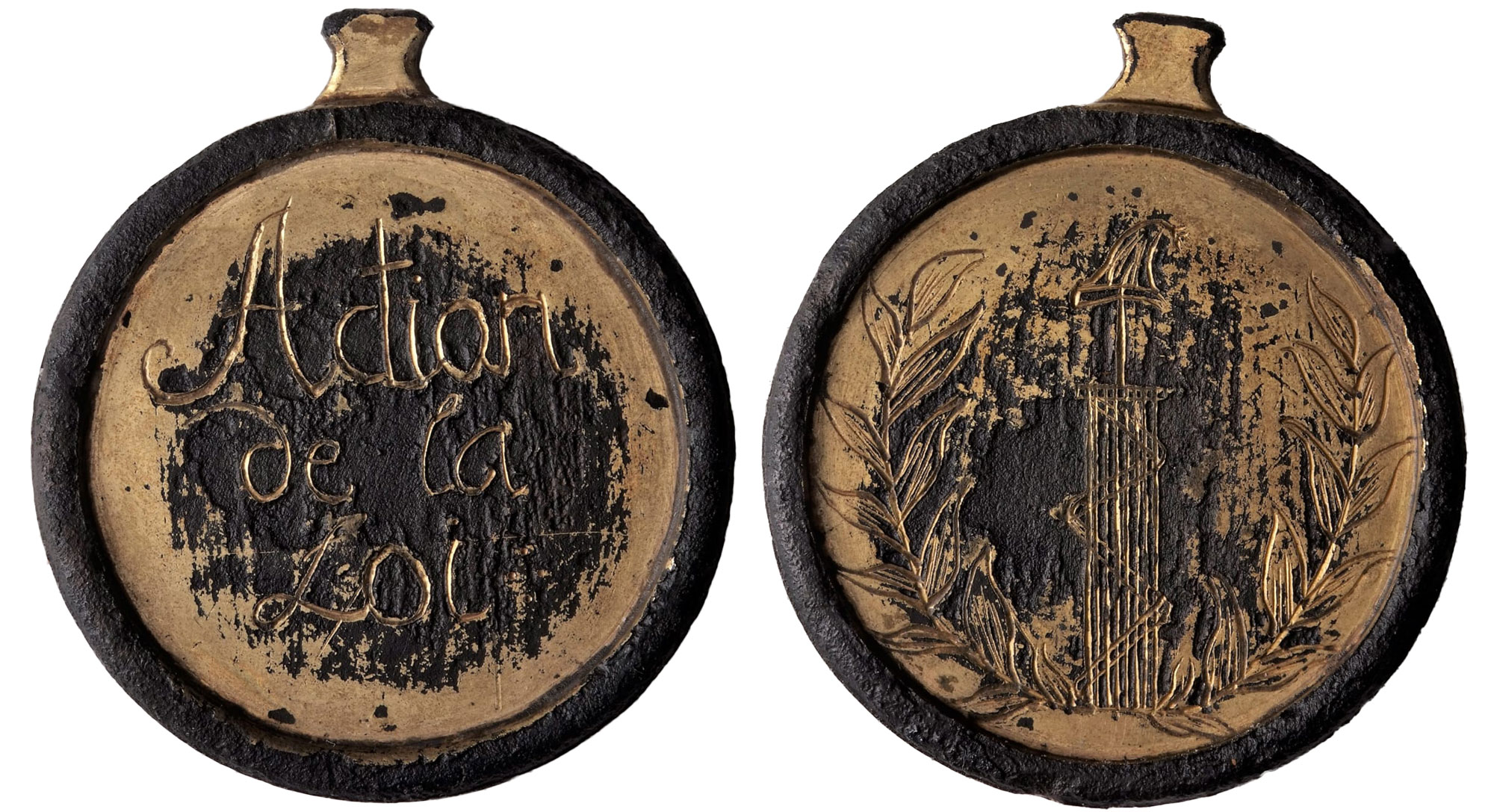 Vergoldete Medaille, welche der Gerichtsvollzieher wohl im Zeitraum 1794-1800 während der Ausübung seines Amtes trug. Fotos: Liebenstein-Gesellschaft