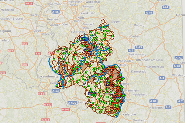 Karte mit Grundwassermessstellen; © LfU