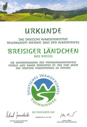 Urkunde Wanderweg