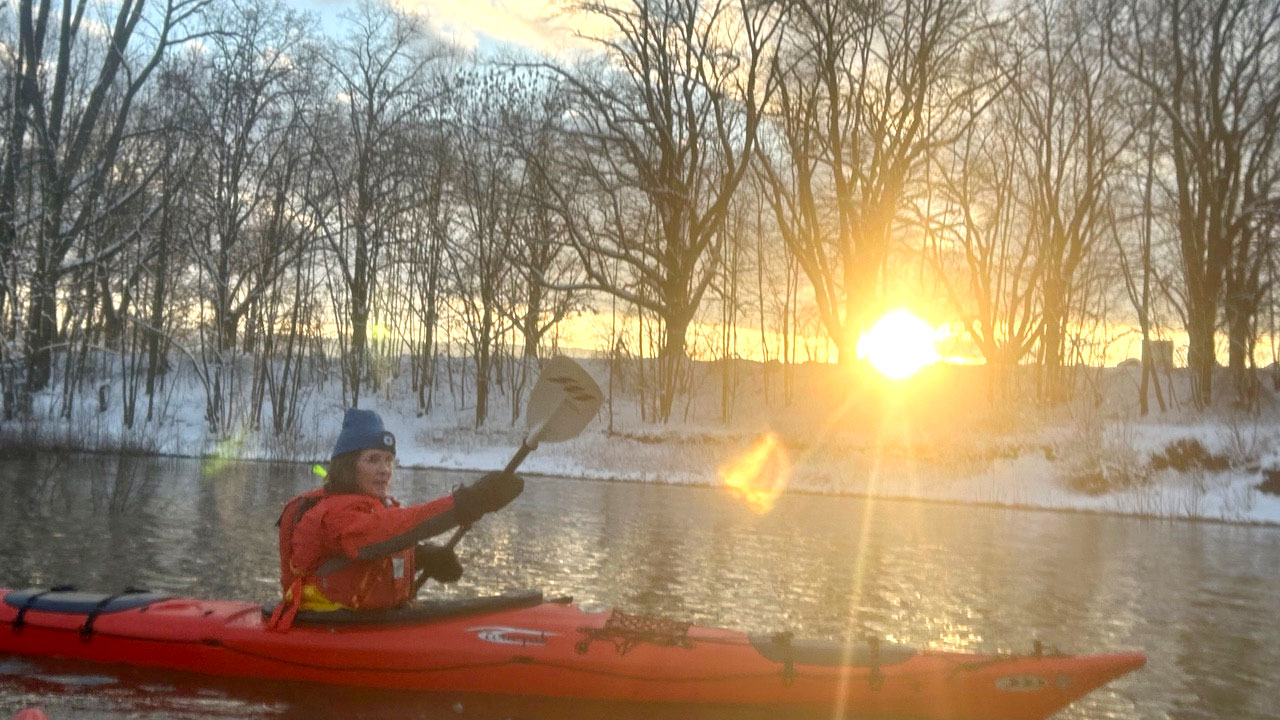 Kajak im Schnee
